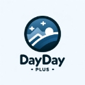 DALL·E 2024-05-25 19.53.17 - Create a simple and sleek flat logo for 'DayDay.Plus' with a blue-gray color scheme. The logo should be clean, minimalist, and convey a sense of posit